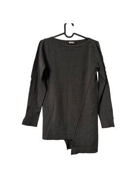 Annette Gortz Gray Virgin Wool Asymmetric Hem Seamed Sweater Womens Small